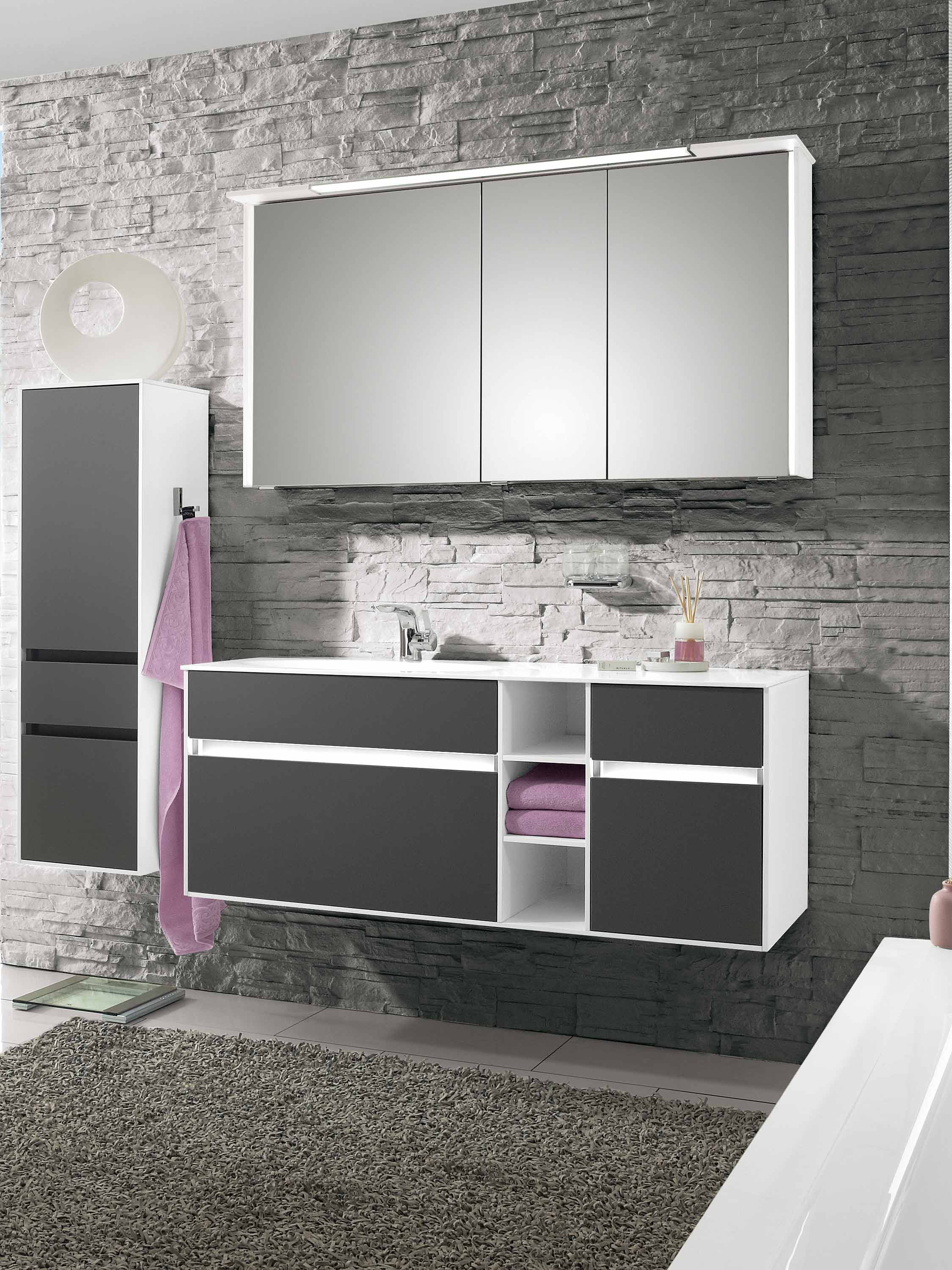 Spiegelschrank MONDO BALENO Spiegelfront 401 Graphit Struktur quer Nb.