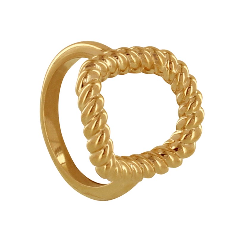 Bague Plaqué Or Rectangle Torsadé Ajouré