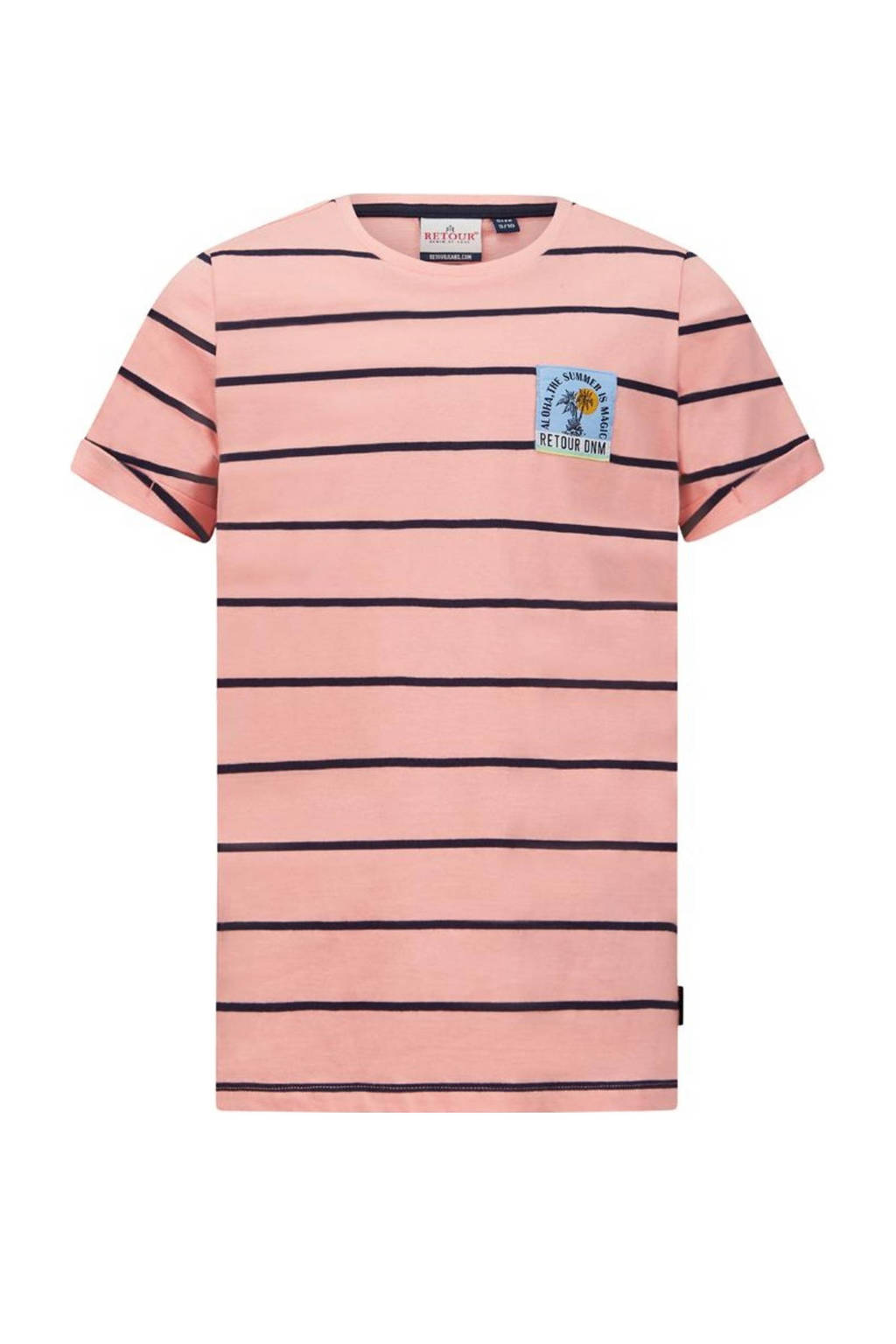 Retour Jeans gestreept T-shirt Max roze/donkergrijs
