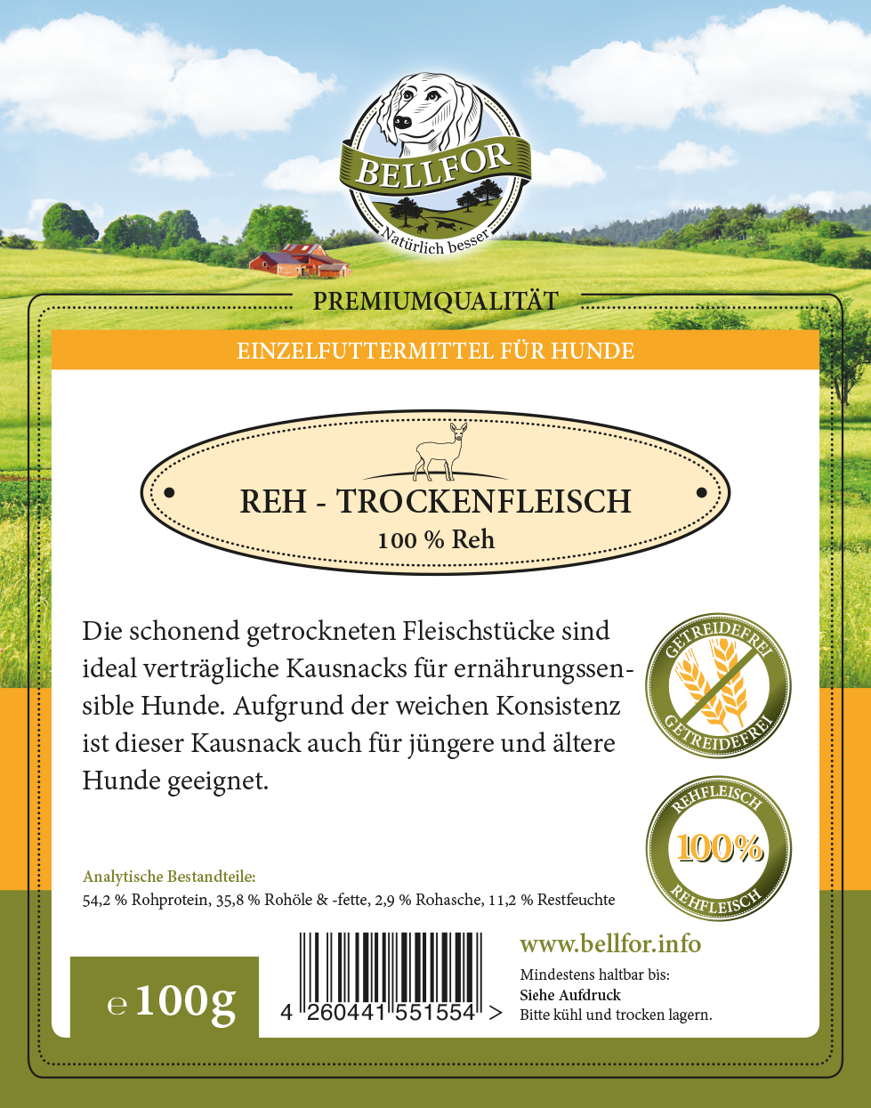 Snack pour chien - viande de chevreuil séchée - reh trockenfleisch - 100g