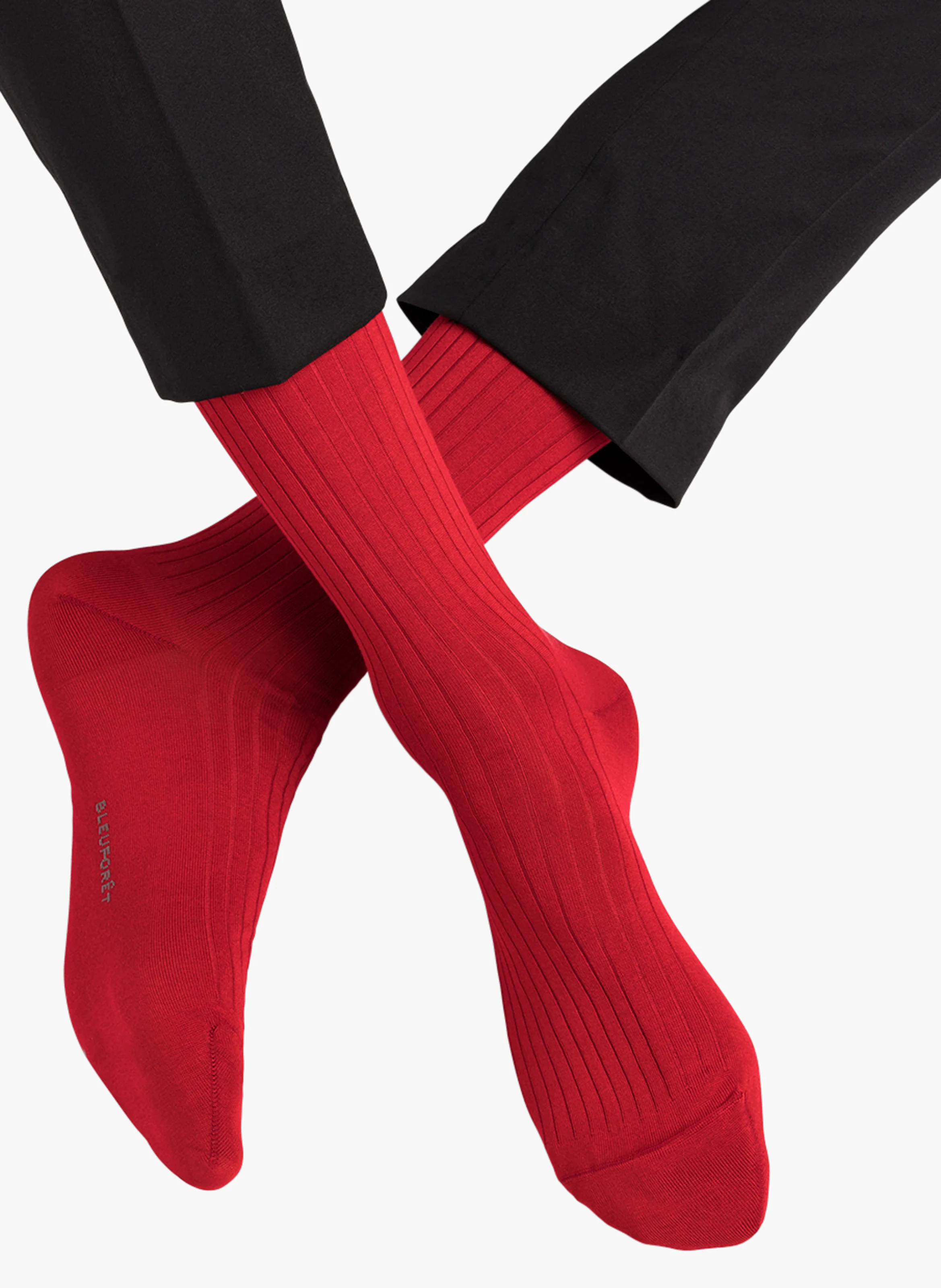 Chaussettes hautes côtelées en fil d'écosse | Rouge