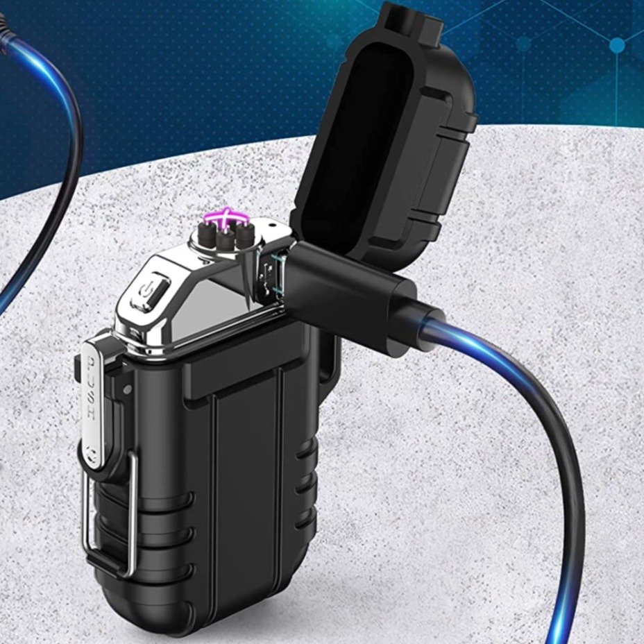 Elektrisches Lichtbogen USB Camping Feuerzeug (Wiederaufladbar) - Schwarz