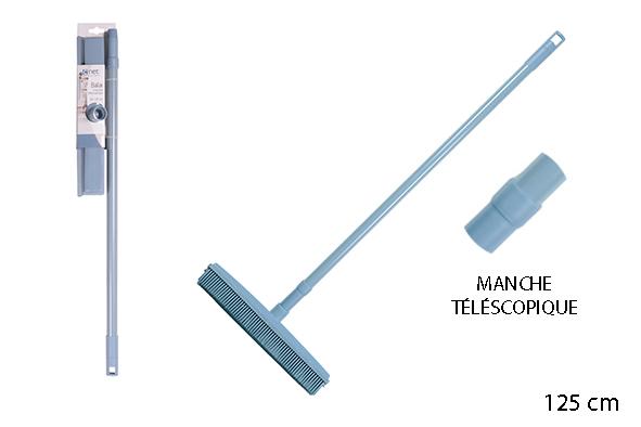 BALAI CAOUTCHOUC BLEU ET MANCHE