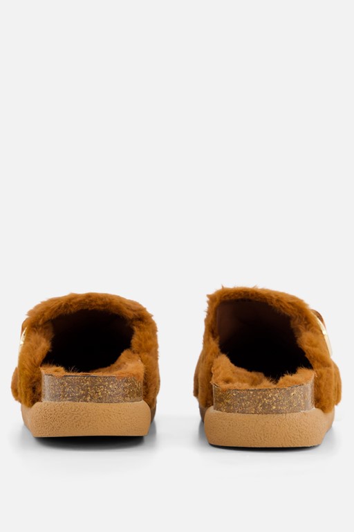 Scholl Pantoffels cognac Imitatiebont
