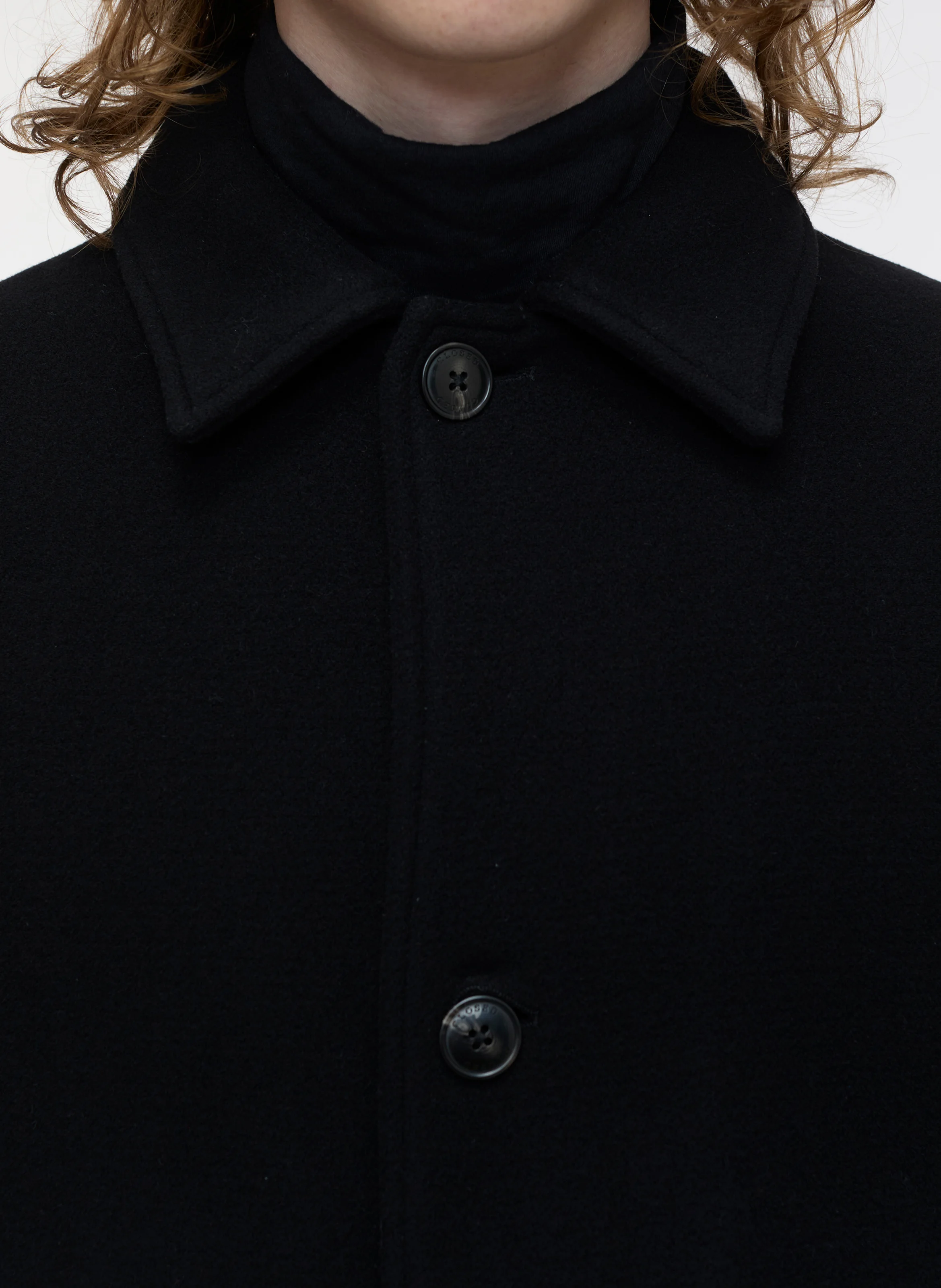 CAR - Manteau droit col classique en laine mélangée | Noir