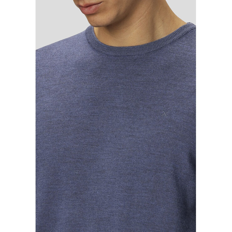 Clean Cut Copenhagen Merino Wool Crew Blue melangé