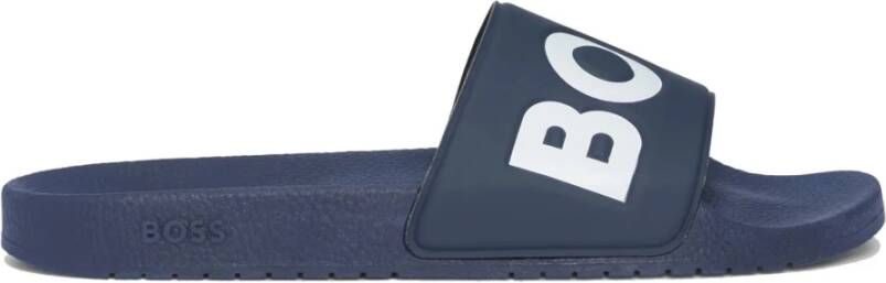 Hugo Boss heren BOSS slippers contrast logo blauw