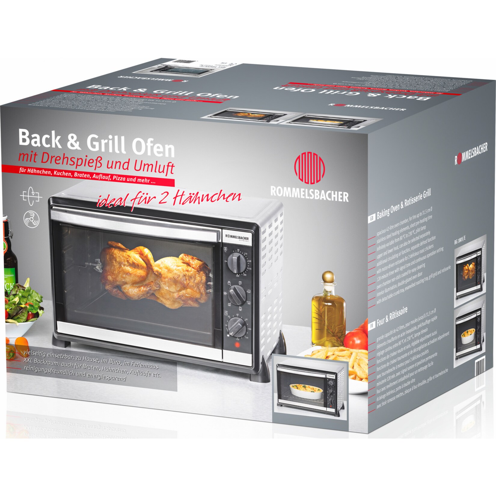 Rommelsbacher Mini-Backofen Back- und Grillgerät BG 1805/E