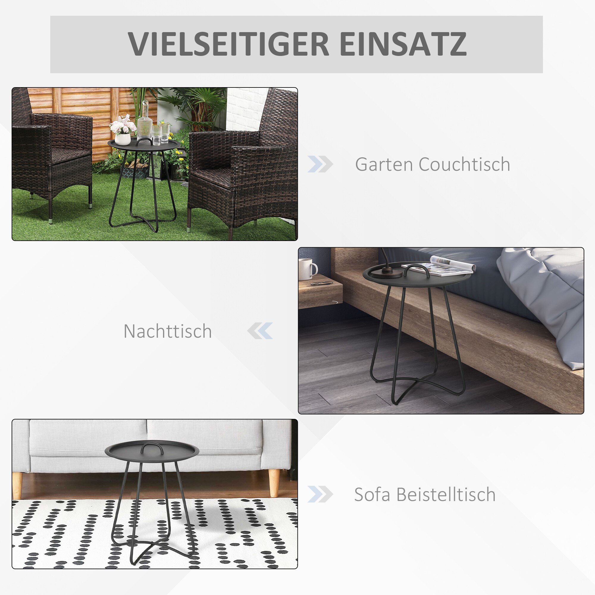 Outsunny Beistelltisch für den Garten schwarz 46 x 46 x 56 cm (BxLxH)