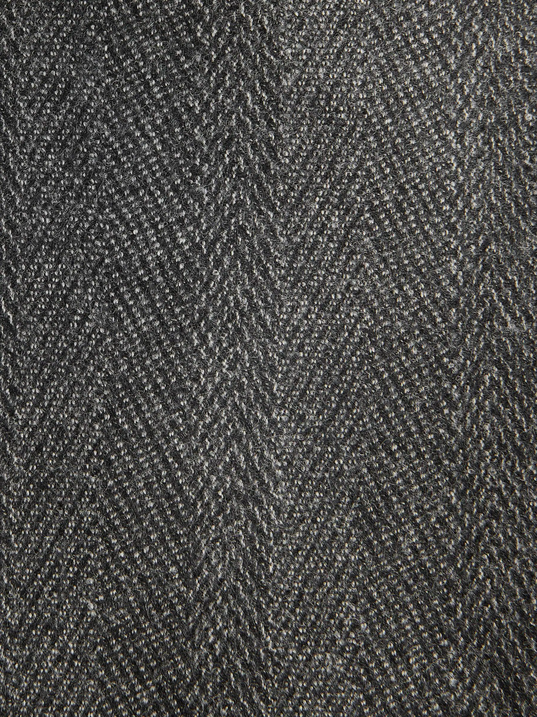 Antraciet - Regular Fit Signature Marzotto 100% Italian Wool Herringbone Suit Jacket