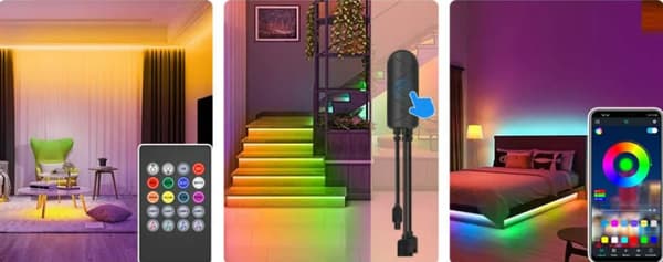 15M LED Stripe Lys RGB 5050 Musikksynkronisering Fargeskiftende LED-lys Applikasjonskontroll DC12V Fleksibel Romdekorasjon Lampestripe