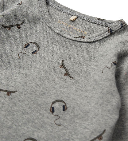 Sofie Schnoor Body L/æ - Grey Melange m. Print