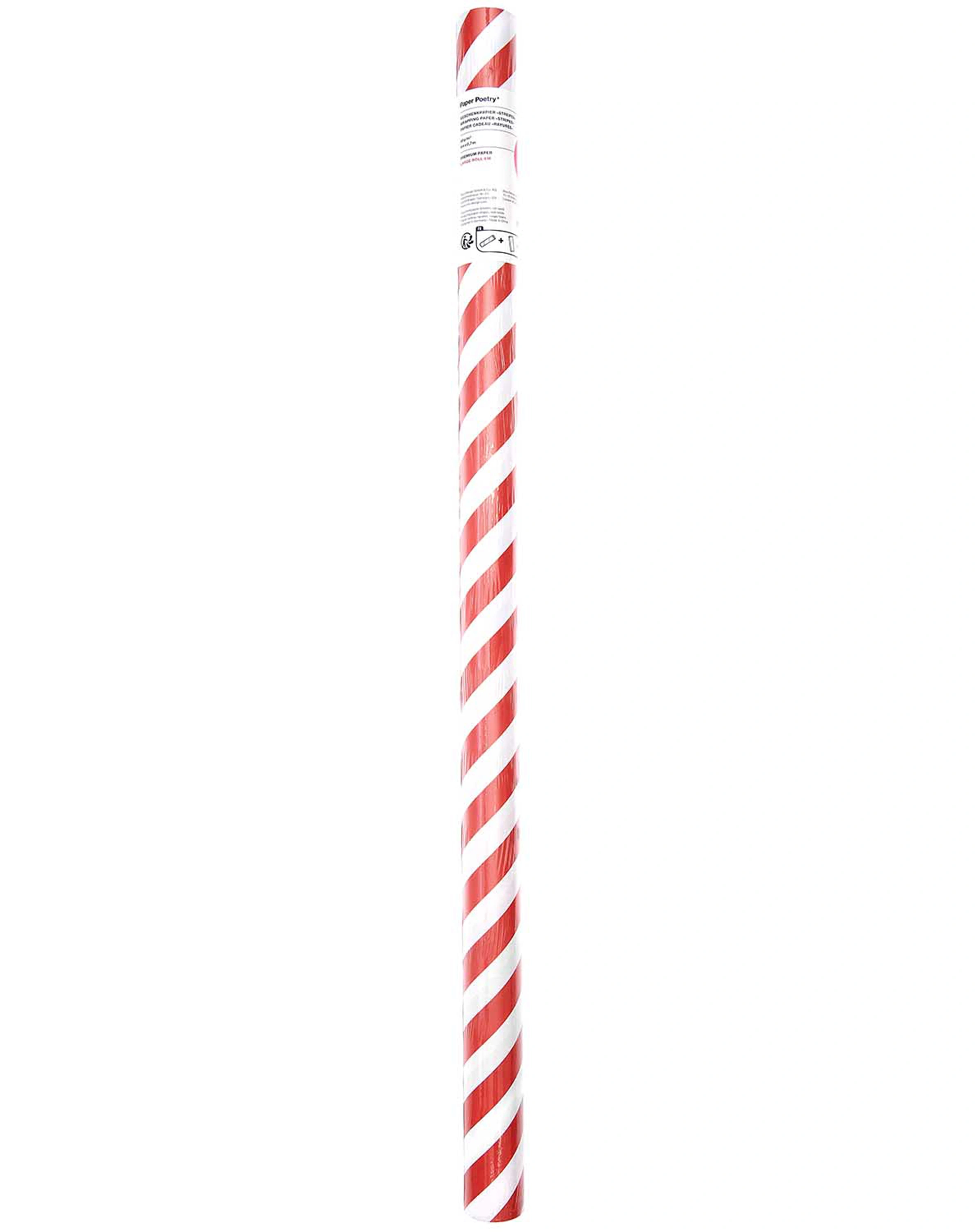Geschenkpapier STREIFEN (70cmx8m) in rot/weiß