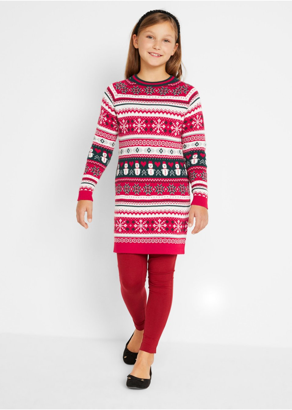 Robe en maille fille à motif hivernal