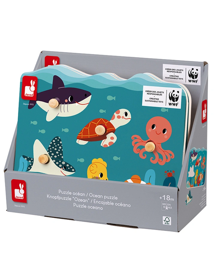 Janod-WWF® Knopfpuzzle OZEAN 6-teilig aus Holz