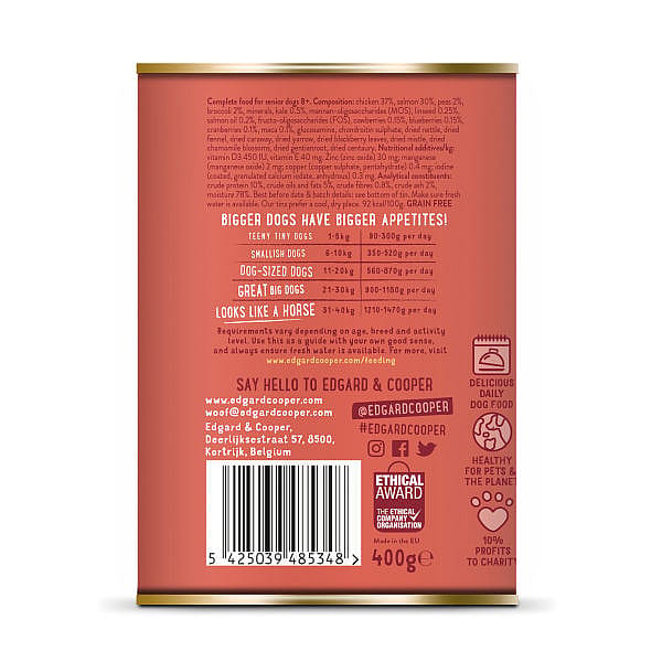 Edgard & Cooper Senior Blikjes Kip en Zalm 6 x 400 gram