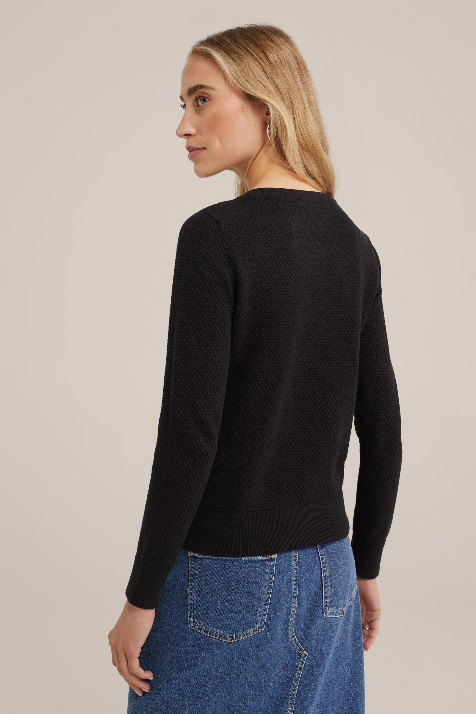 vest met structuur WE Fashion Zwart
