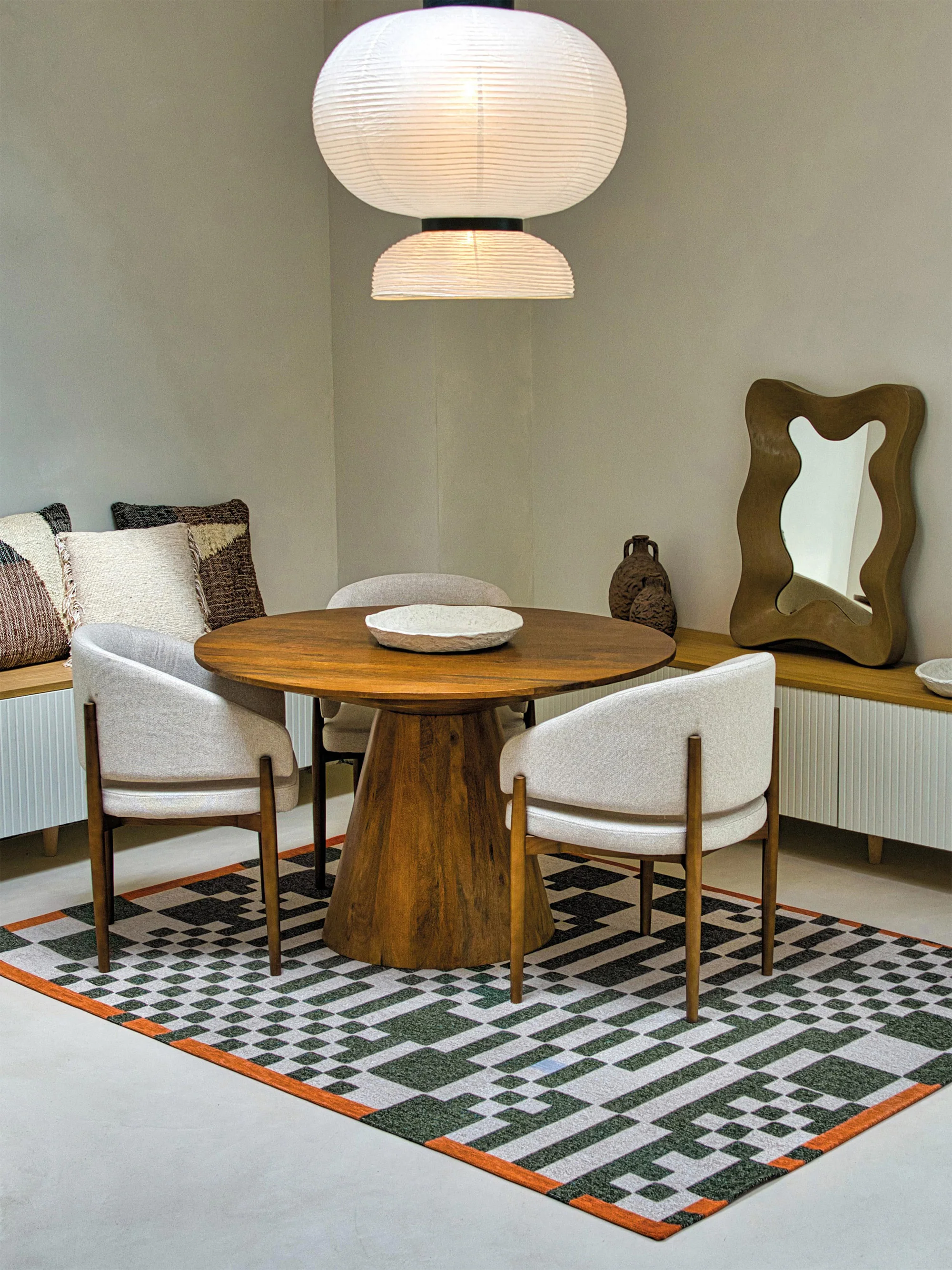 Wasbaar jacquard in- & outdoor vloerkleed Chess
