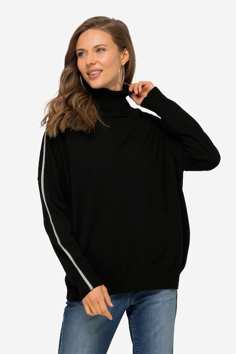 Pullover, Stehkragen, Langarm, Schmuckstreifen