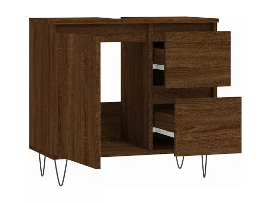 Armoire de bain chêne marron 65x33x60 cm bois d'ingénierie