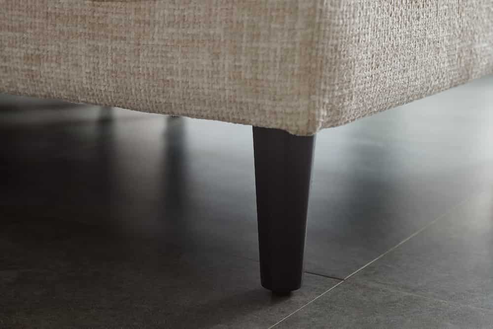 Design Hocker COZY VELVET 80cm beige Chenille Federkern Holzfüße