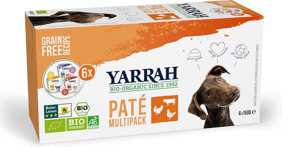 Yarrah biologisch hondenvoer paté mix multipack 150 g 6 stuks