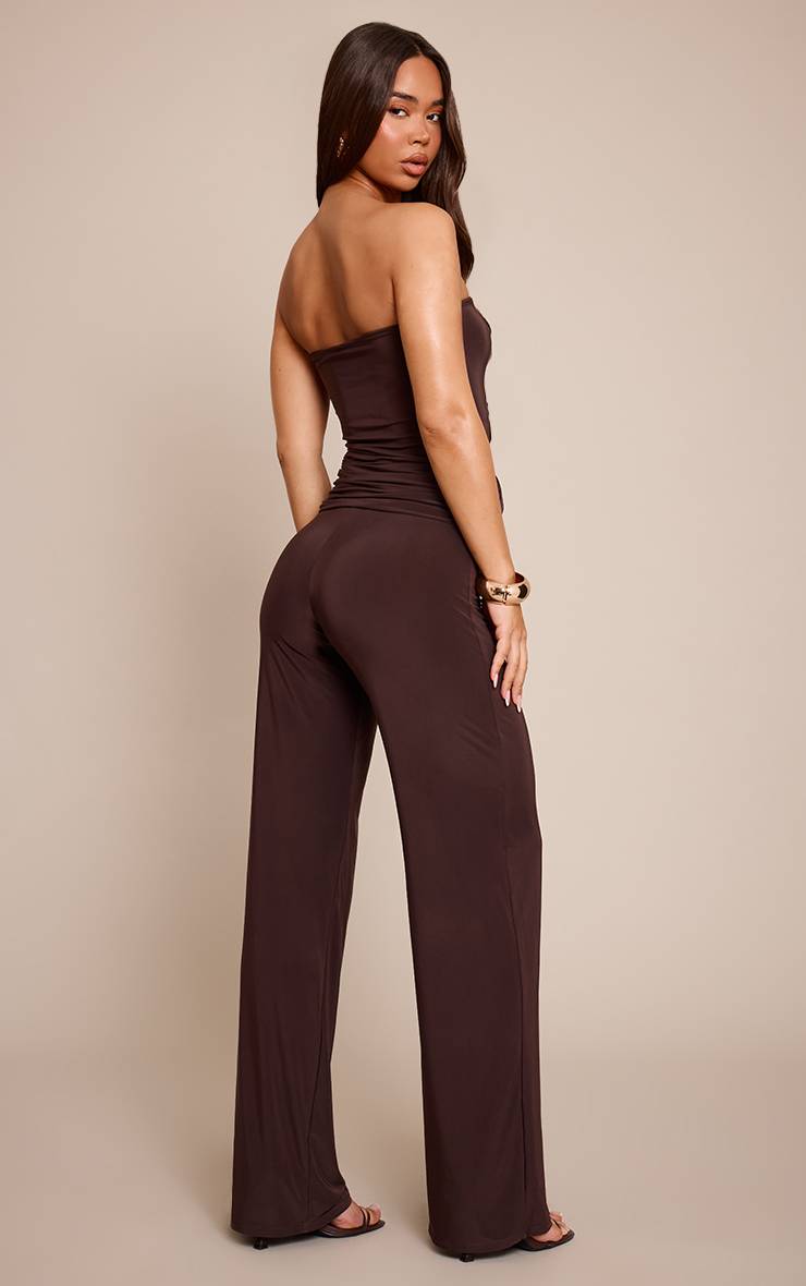 Chocolat Combinaison Pantalon Droit À Bandeau Slinky Avec Torsade Drapée