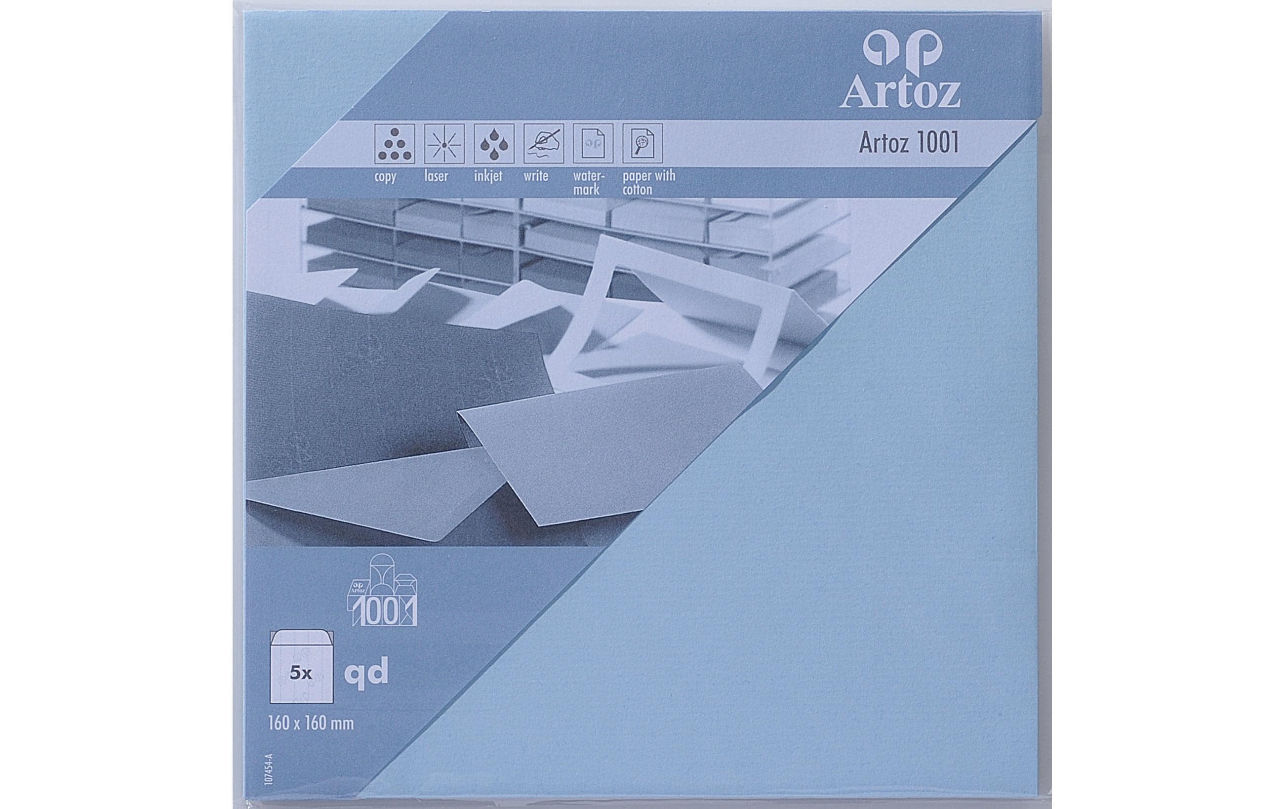 Couvert 1001, 16 x 16 cm, 5 Stück, PastellblauEdler Briefumschlag