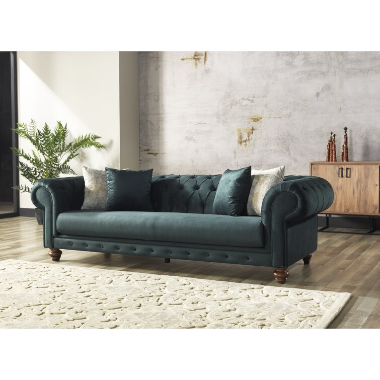 Pritt 96.1&rdquo; Rolled Arm Chesterfield Sofa
