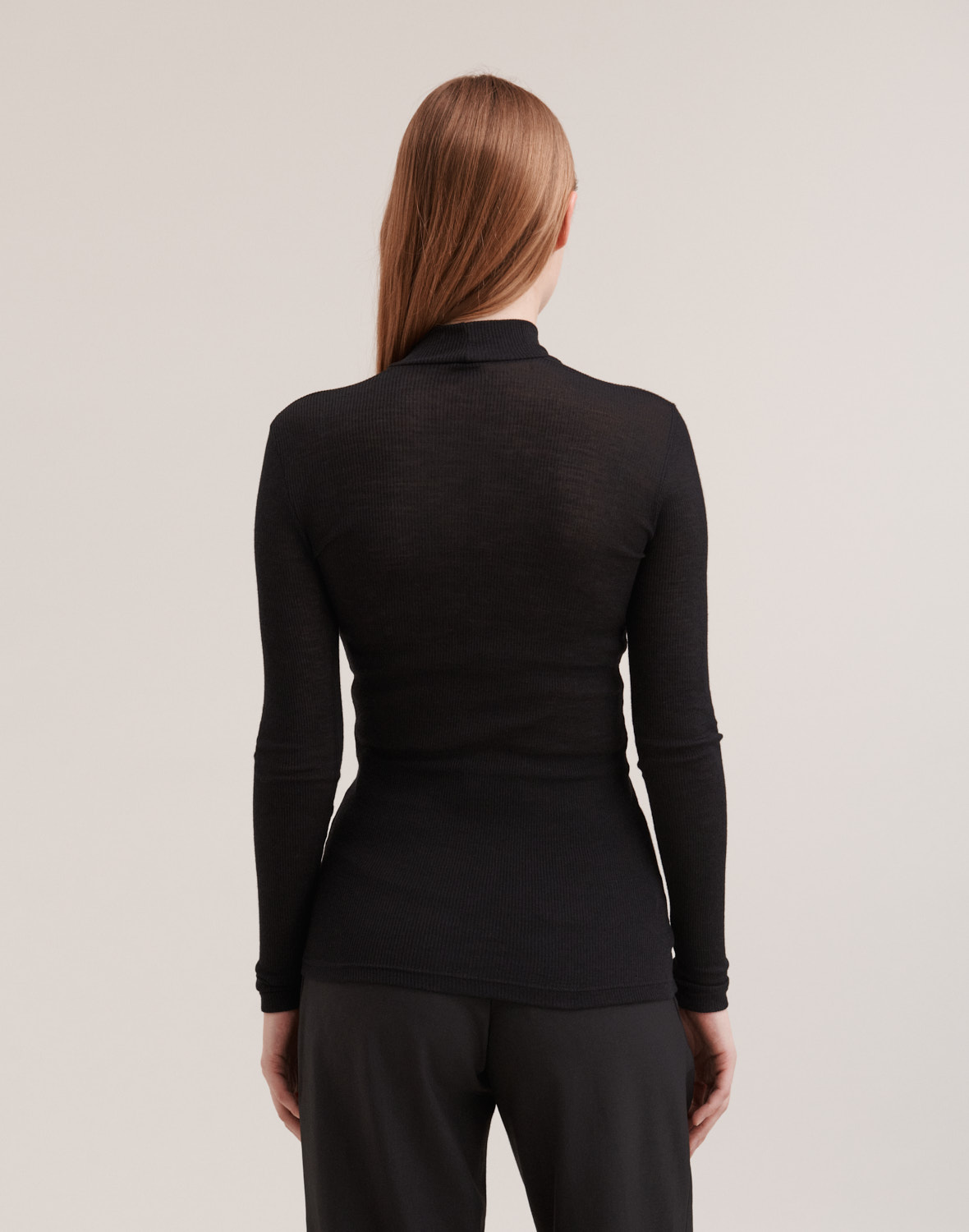 Shirt met hoge hals van merinowol/zijde voor dames