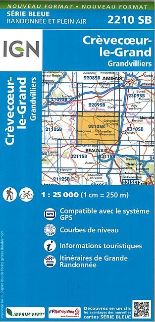 IGN - 2210 SB CREVECOEUR LE GRAND 1 25 000