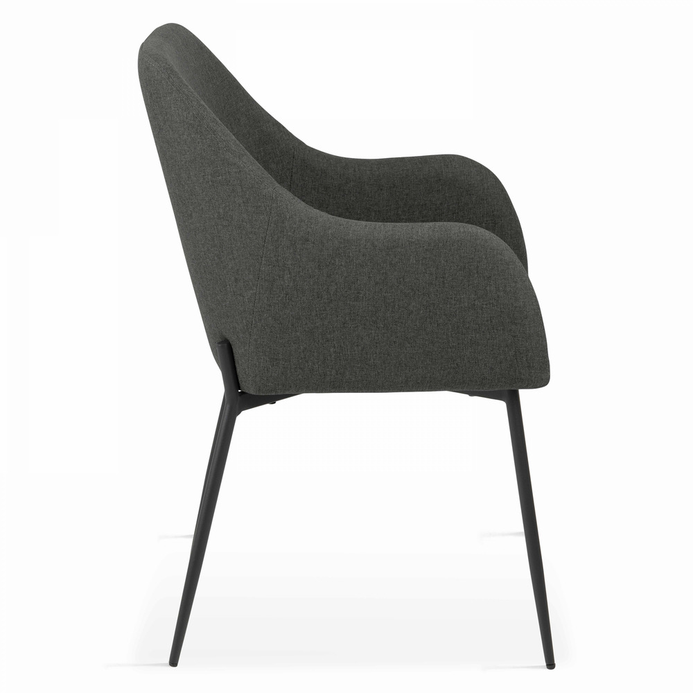 Lot de 2 chaises avec accoudoirs en tissu gris