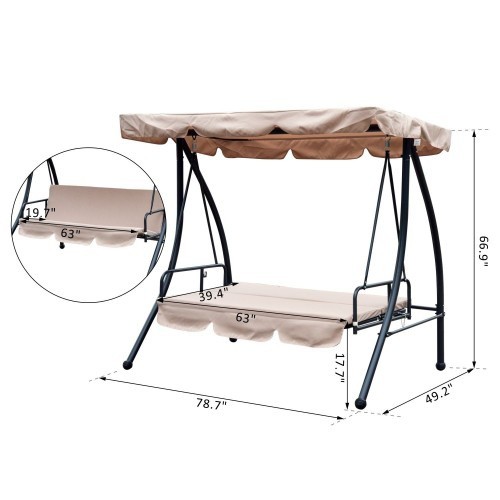Cama de balanço Outsunny de 3 lugares na cor bege