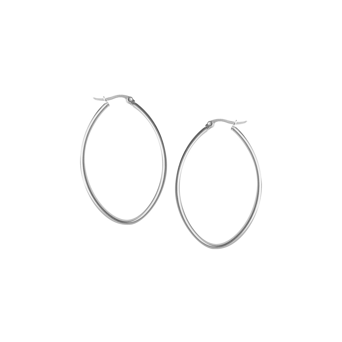 Boucles d'oreilles créoles ovale acier argenté 3,5 cm