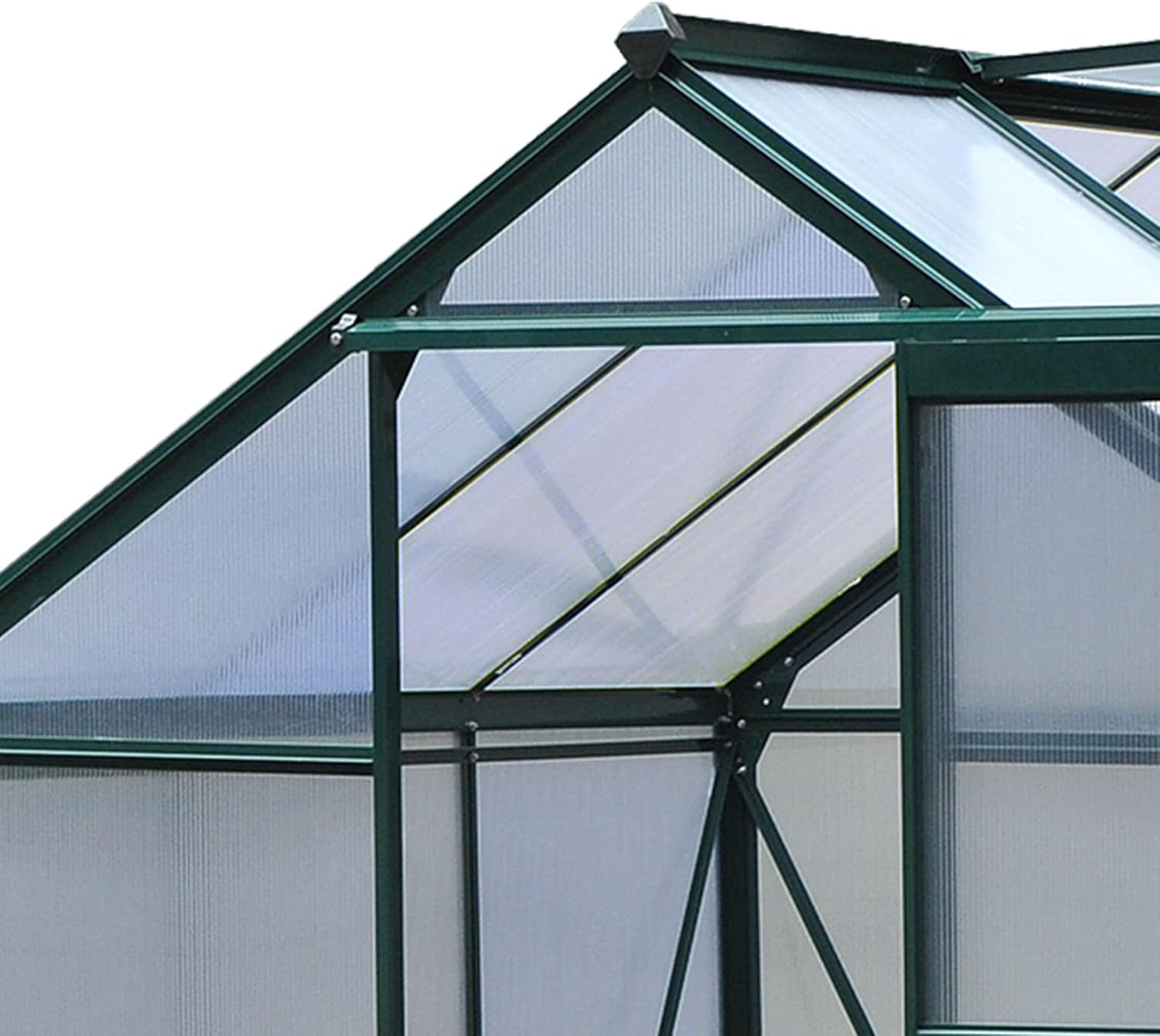 Outsunny Gewächshaus Aluminium Treibhaus mit Dachfenster Tür 190 x 192 x 201 cm Pflanzenhaus mit Fundament begehbares Tomatenhaus Witterungsbeständig Polycarbonat Grün+Transparent