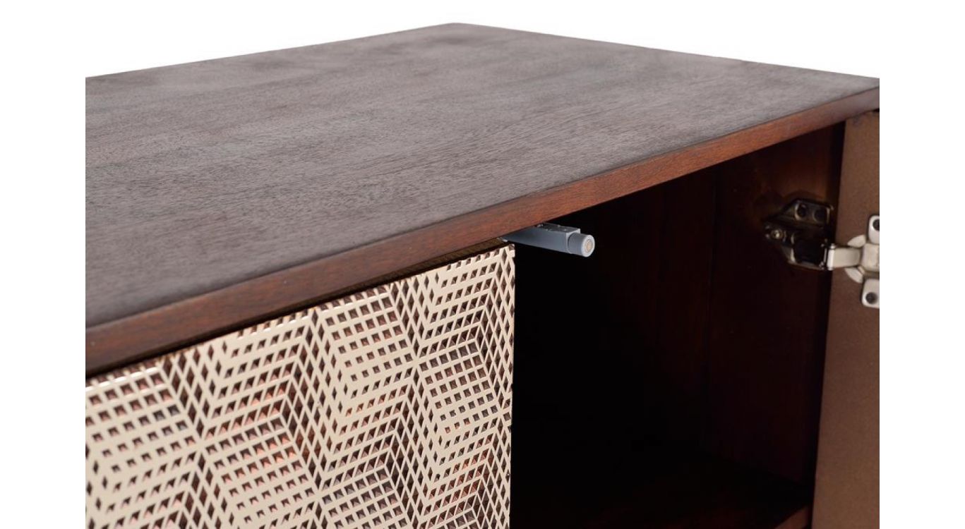 Bahut bois, fer marron 163x40x80cm - bois-fer