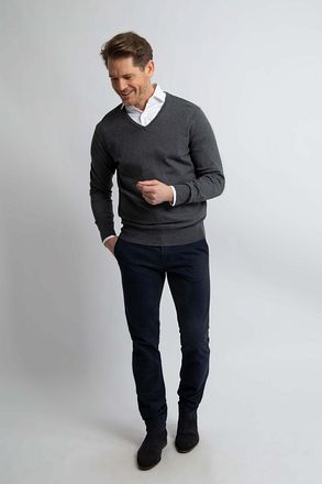 Steppin' Out Trui Cotton Cashmere V-hals Antraciet Melange SM1201.0001-1203/PU-V-COCASH-STEPP-GREY kopen