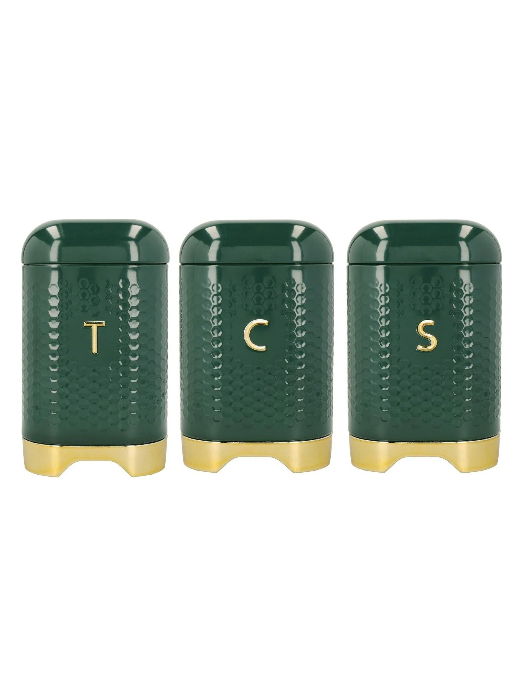 Kitchencraft Textured Geometric Tea Coffee Sugar Canisters Set