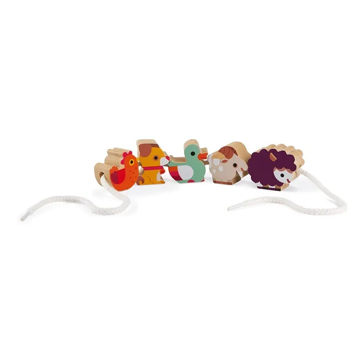 Janod Perles à enfiler en bois Ferme - Set de 11