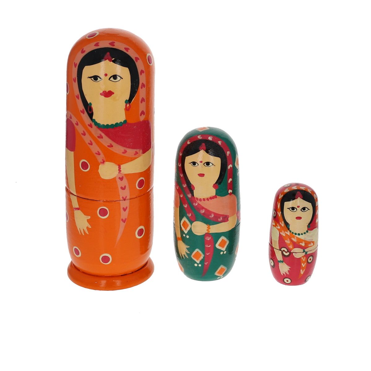 Poupées gigognes indiennes 5 pièces - Mariage Indien Pondie Chérie