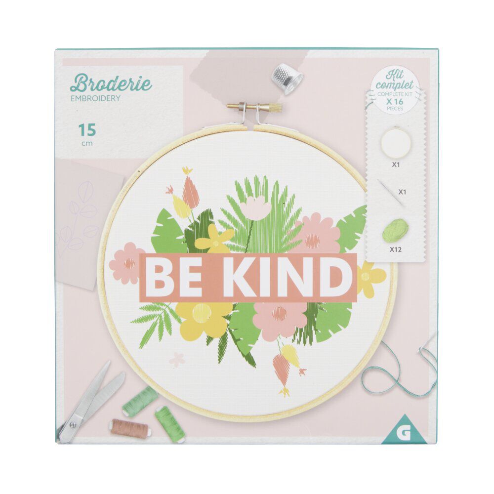 Kit de broderie au fil de coton avec support bois - 3 modèles