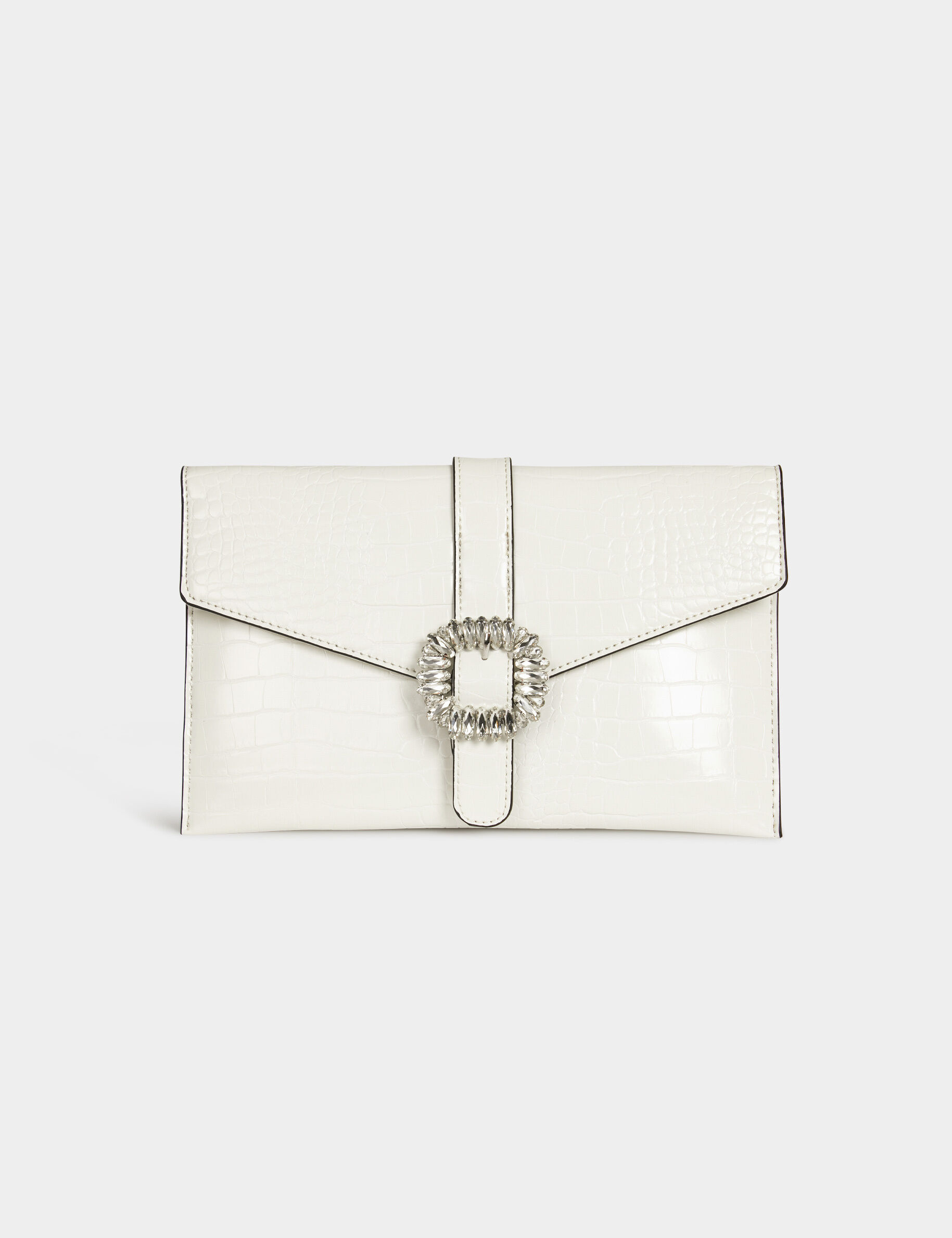 Sac pochette avec boucle à strass blanc femme - blanc