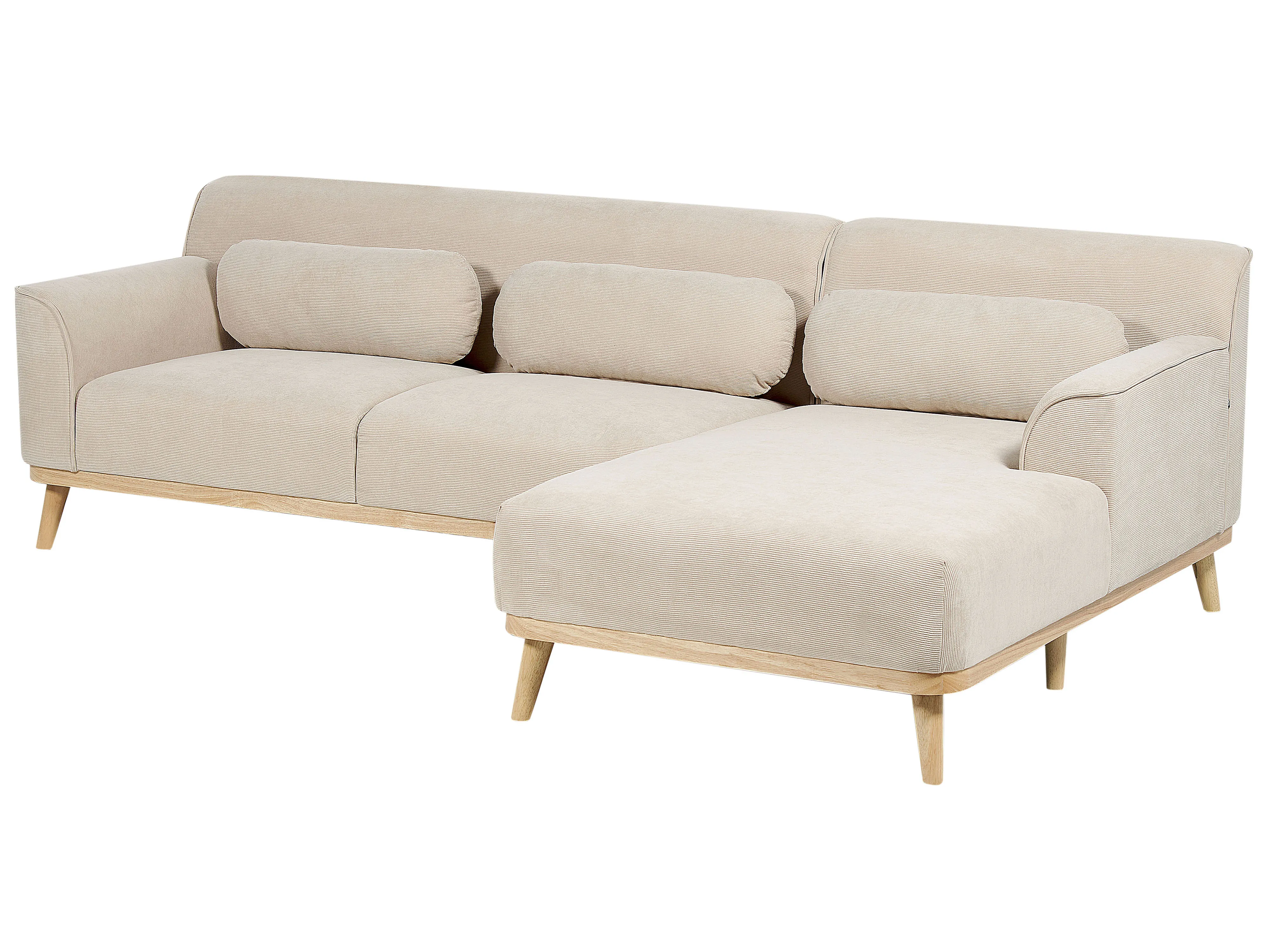 Hoekbank 3-zits SIMOS Corduroy Lichtbeige linkszijdig