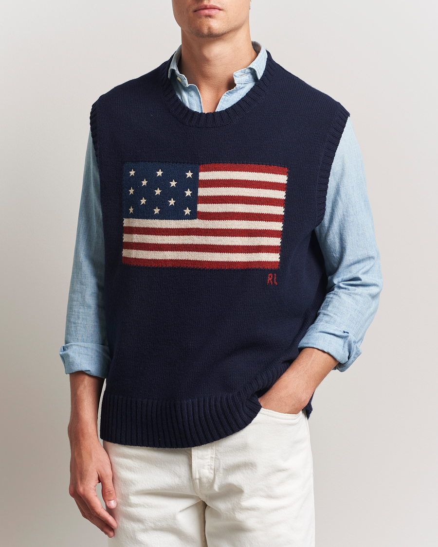 Polo Ralph Lauren US Flag Cotton/Wool Vest Hunter Navy