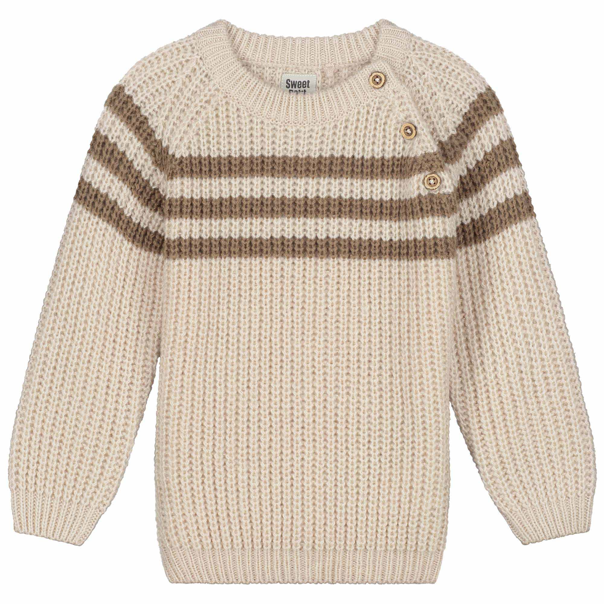 Sweet Petit baby trui Lowie lange mouwen strepen beige