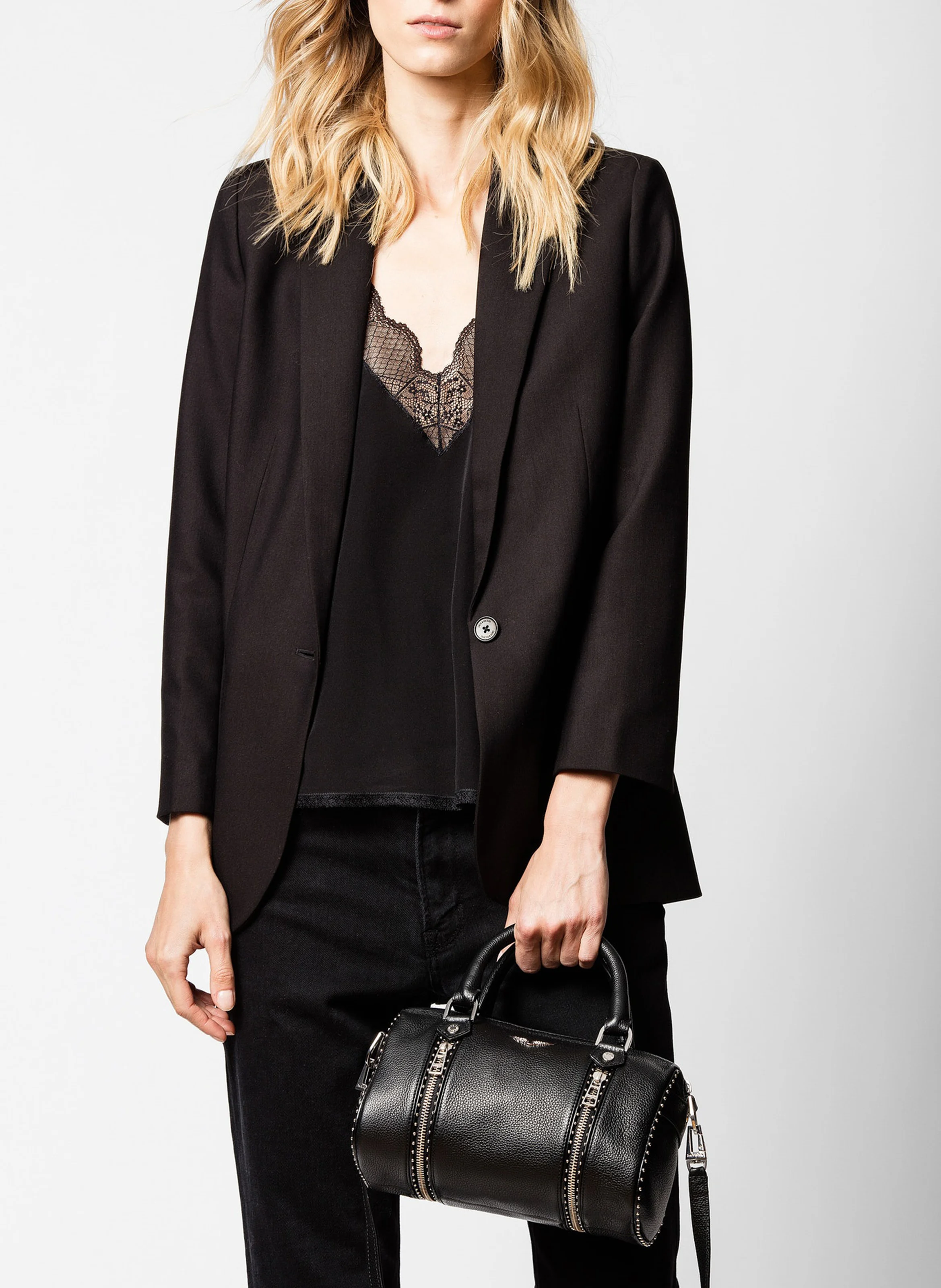 XS SUNNY - Sac bowling en cuir grainé zippé | Noir