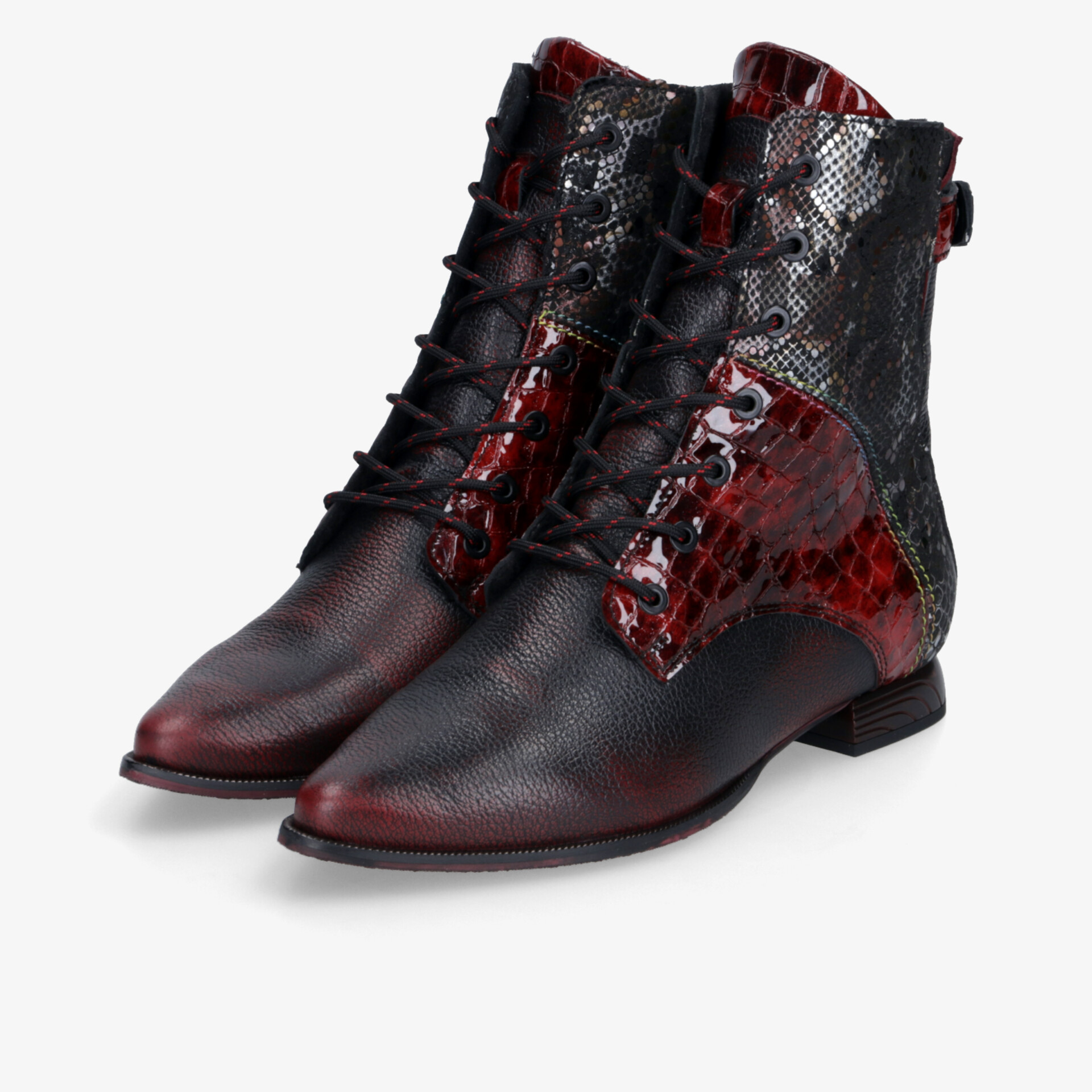 SIMEN Damen Schnürstiefeletten rot