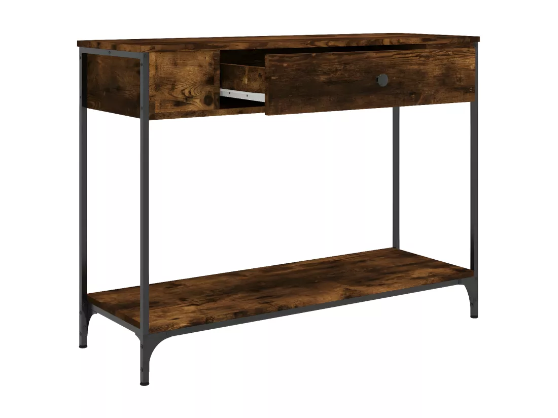 Table console chêne fumé 100x34,5x75 cm bois d'ingénierie