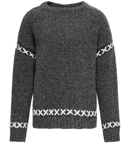 Kids Only Bluse - Strick - KogAmanda - Dark Grey Melange/Cloud