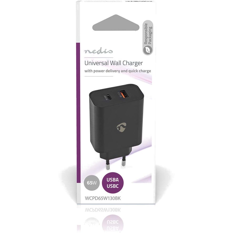 Nedis WCPD65W130BK USB Quick Charge-lader incl. USB-C Power Delivery